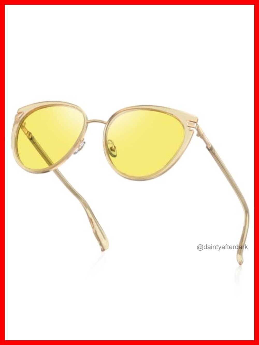 Cat Eye Night Vision Glasses Anti Glare Yellow Lens Polarized Driving